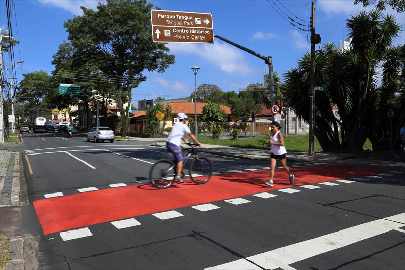 A Prefeitura de Curitiba estará finalizando nos próximos dias a colocação de faixas vermelhas em 98 cruzamentos da cidade onde há ciclovias.
Curitiba, 11/02/2014
Foto: Luiz Costa/SMCS