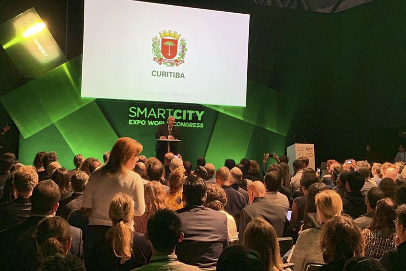 Smart City Expo World Congress Barcelona 2018.
Na imagem, prefeito Rafael Greca durante debate.
Barcelona, 14/11/2018
Foto:Divulgação