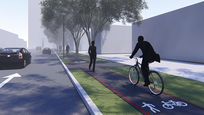 Curitiba tem a meta de chegar a 408 quilômetros de estrutura cicloviária implantados até 2025.
Ilustração:IPPUC