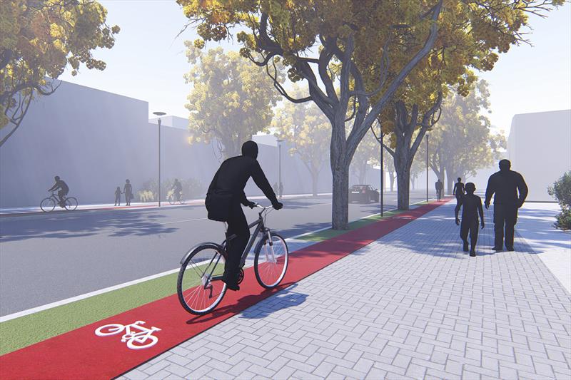 Curitiba tem a meta de chegar a 408 quilômetros de estrutura cicloviária implantados até 2025.
Ilustração:IPPUC