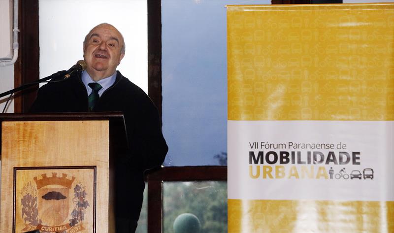 Prefeito Rafael Greca, durante palestra no 7º Fórum Paranaense de Mobilidade Urbana. Curitiba, 30/05/2019. Foto: Lucilia Guimarães/SMCS