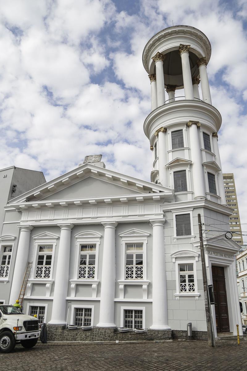 Pintura da Igreja Presbiteriana, no Centro Histórico, que faz parte do programa Rosto da Cidade. Curitiba, 03/07/2019. Foto: Pedro Ribas/SMCS