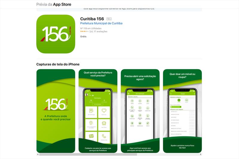 Aplicativo Curitiba 156 é o canal mais acessado para pedidos de informações e serviços. 