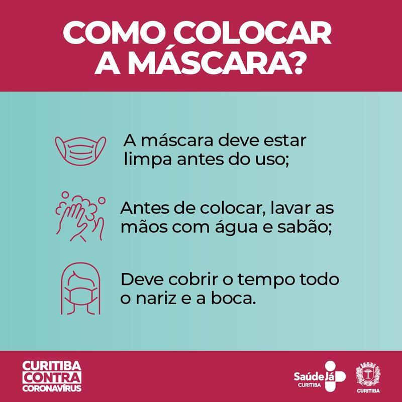 A Secretaria Municipal da Saúde de Curitiba (SMS) orienta que a população passe a usar máscaras caseiras, feitas em tecido (pano ou TNT), como mais uma medida de enfrentamento a pandemia do novo coronavírus.