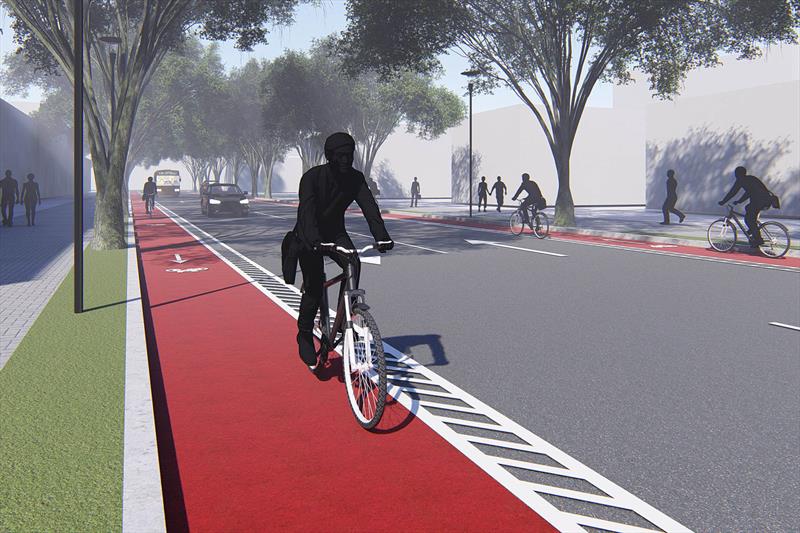 O Plano de Estrutura Cicloviária de Curitiba, que tem a meta de dotar a cidade de 408 km de vias destinadas à ciclomobilidade até 2025).
Ilustração: IPPUC