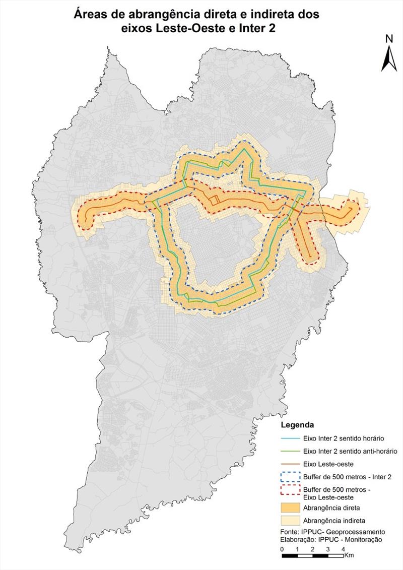Estudo do Ippuc aponta população beneficiada pelos projetos de eletromobilidade do Inter 2 e do Corredor Leste-Oeste.
