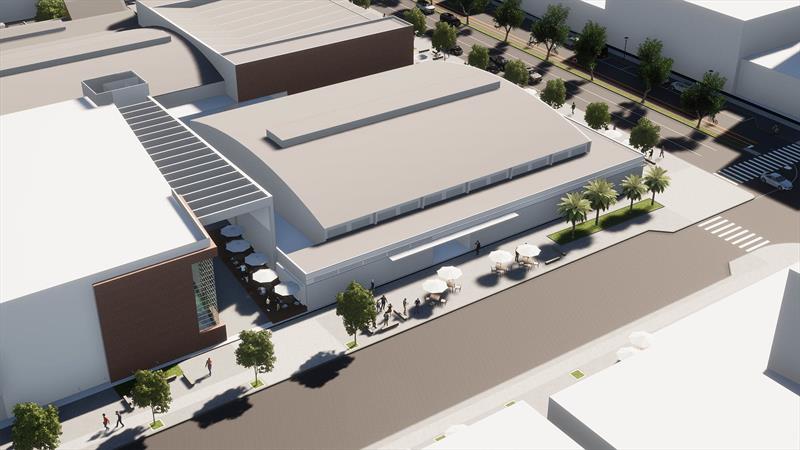 Mercado Municipal terá o espaço público renovado, com a melhoria da paisagem urbana, da segurança nos deslocamentos e com a criação de novas conexões cicloviárias e de favorecimento à caminhabilidade.
Ilustração: IPPUC