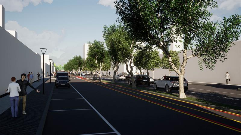 Mercado Municipal terá o espaço público renovado, com a melhoria da paisagem urbana, da segurança nos deslocamentos e com a criação de novas conexões cicloviárias e de favorecimento à caminhabilidade.
Ilustração: IPPUC