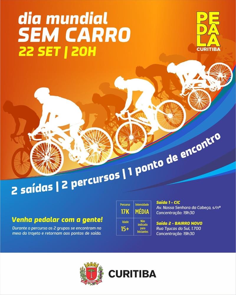 Pedala Curitiba da CIC e do Bairro Novo celebram o Dia Mundial Sem Carro.
