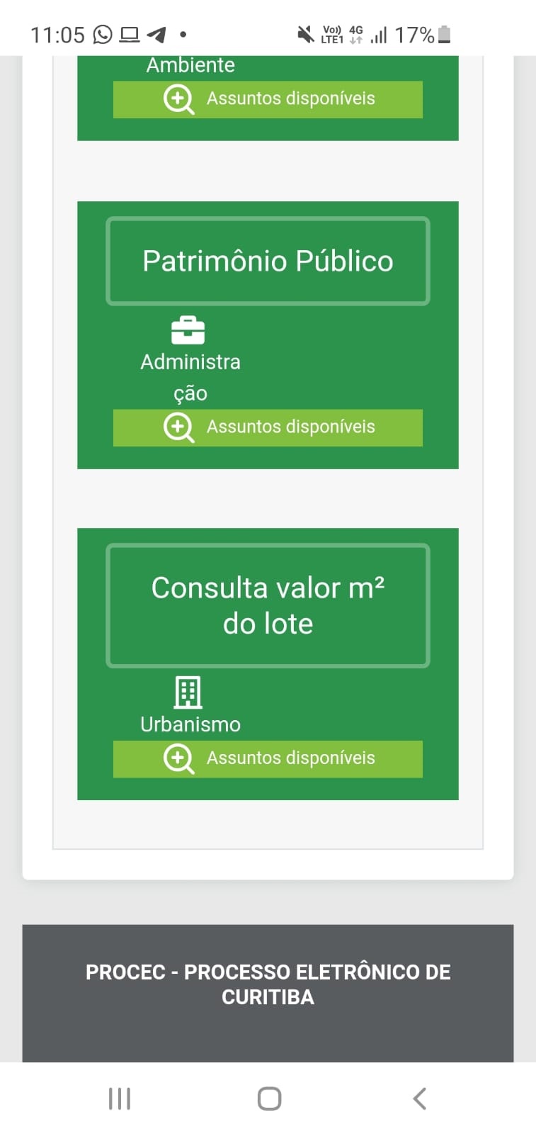 O Processo Eletrônico de Curitiba (Procec) ganhou uma nova funcionalidade, que possibilita a consulta do valor unitário do m² do lote para fins de requerimento do Potencial Construtivo.