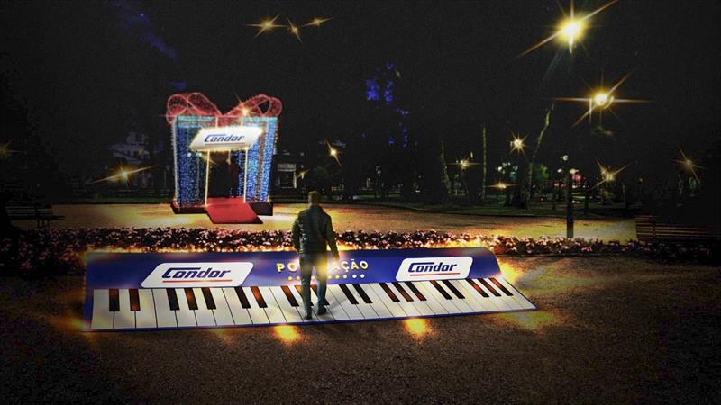 O Natal Condor no Passeio Público terá atrações interativas como piano gigante que toca notas musicais ao pisarem nas teclas.
Foto: Divulgação