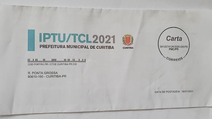 As cartas do IPTU 2021 já foram enviadas pela Prefeitura. A correspondência inclui o boleto para o pagamento à vista e para a primeira parcela, se for o caso.
Foto: Divulgação