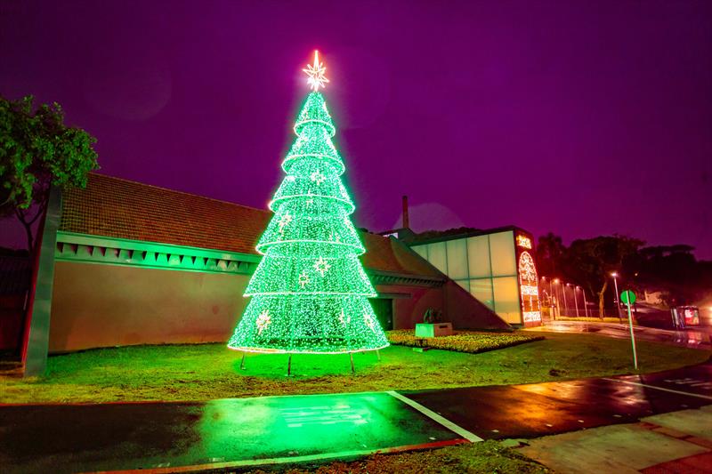 Contornos de luz e árvore de Natal deixam o Memorial Paranista ainda mais lúdico no São Lourenço. Foto: Daniel Castellano / SMCS