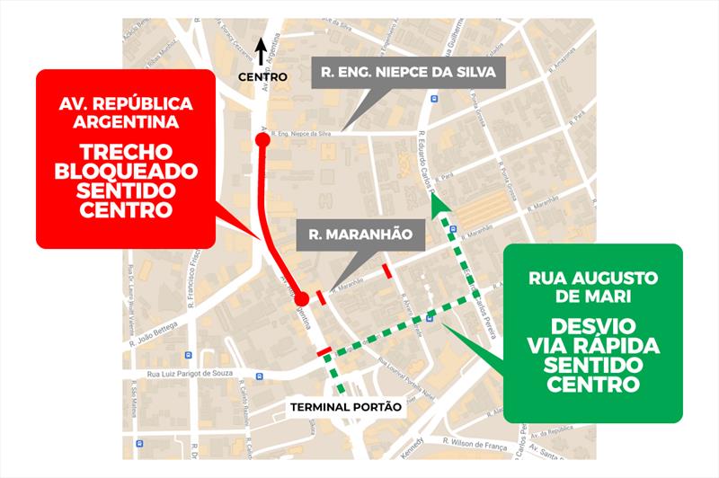 Via lenta da Avenida República Argentina será bloqueada para a passagem de veículos.