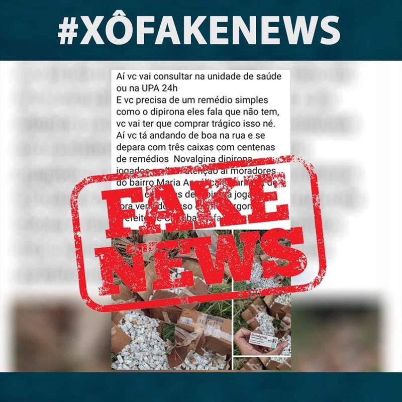 Fake news atribui à Prefeitura descarte irregular de medicamentos.