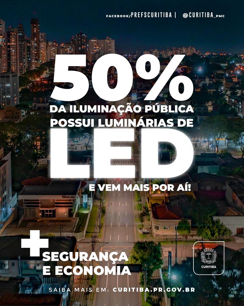 Curitiba já conta com 50% do parque de iluminação pública modernizado.
