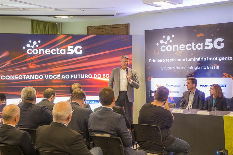 O diretor-presidente da Ligga Telecom, Wendell Oliveira, no ançamento do programa Conecta 5G. Curitiba, 22/06/2022. Foto: Pedro Ribas/SMCS
