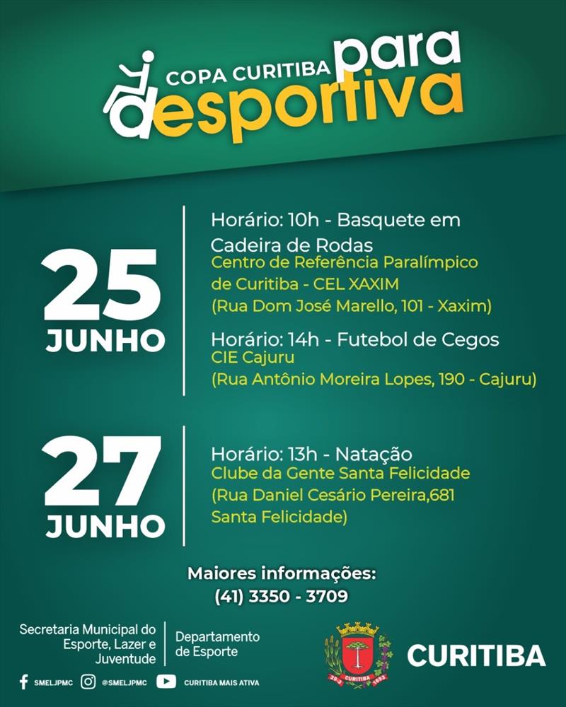 3ª Copa Curitiba Paradesportiva começa neste fim de semana.
