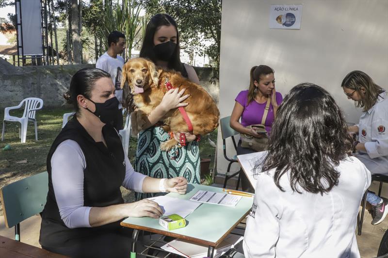 Ação clínica para cães da Rede de Proteção Animal da Prefeitura de Curitiba em conjunto com o Centro de Medicina Veterinária do Coletivo, da Universidade Federal do Paraná. Curitiba, 04/07/2022. Foto: Hully Paiva/SMCS