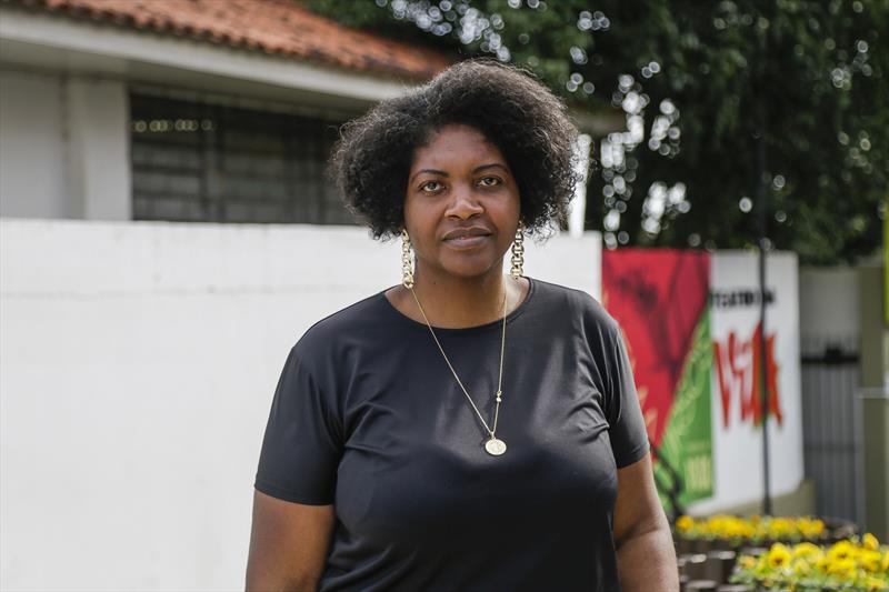 Maria Tereza Rosa, gestora pública, na Caravana Étnico Cultural, no Teatro da Vila, na CIC. Curitiba, 13/08/2022. Foto: Pedro Ribas/SMCS