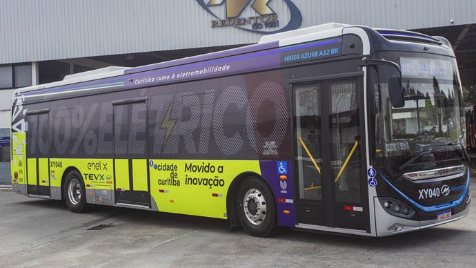 Ônibus elétrico da empresa Higer. Curitiba, 13/09/2022. Foto: Ricardo Marajó/SMCS