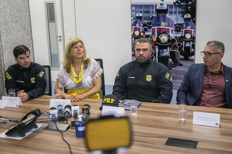 Coletiva de imprensa na Polícia Rodoviária Federal, sobre o termo de cooperação técnica entre a PRF e a Guarda Municipal, para atendimento de ocorrências na Linha Verde. Curitiba, 01/02/2023. Foto: Pedro Ribas/SMCS