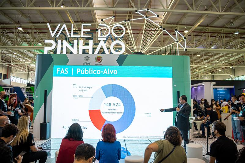 Espaço do Vale do Pinhão no Smart City Curitiba Expo ganha forma.
- Na imagem, Smart City Expo Curitiba 2022. Foto: Andre Wormsbecker (arquivo)