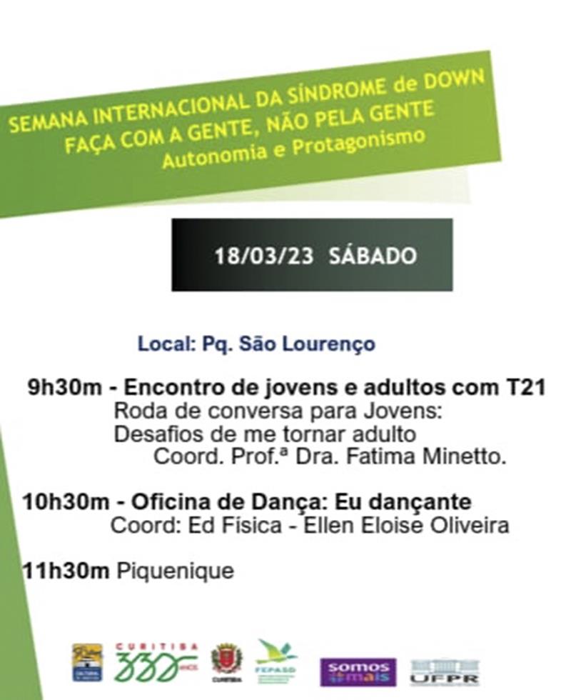 Caminhada e piqueniques vão marcar o Dia Internacional da Síndrome de Down em Curitiba.