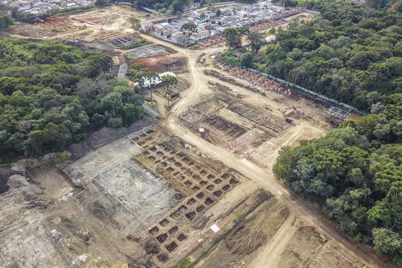 Obras das unidades habitacionais do Bairro Novo do Caximba.
Curitiba, 25/05/2023.
Foto: José Fernando Ogura/SMCS.