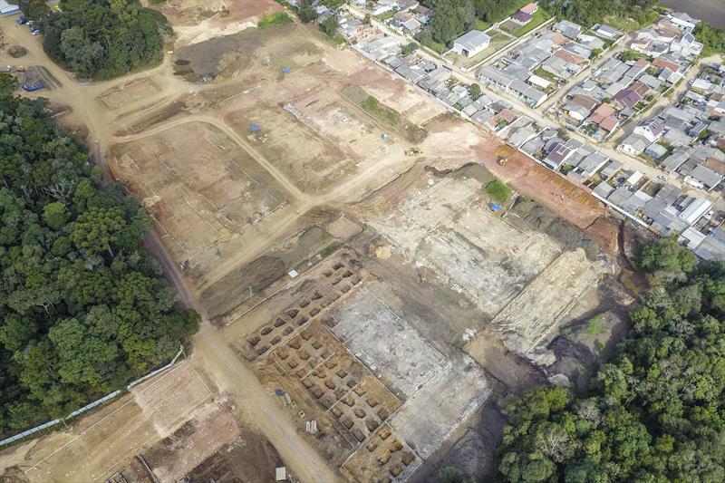 Obras das unidades habitacionais do Bairro Novo do Caximba.
Curitiba, 25/05/2023.
Foto: José Fernando Ogura/SMCS.