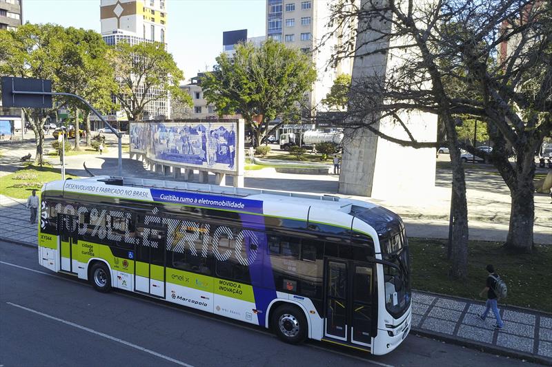 Lançamento dos testes com ônibus elétricos da Marcopolo.
Curitiba, 28/06/2023.
Foto: José Fernando Ogura/SMCS.