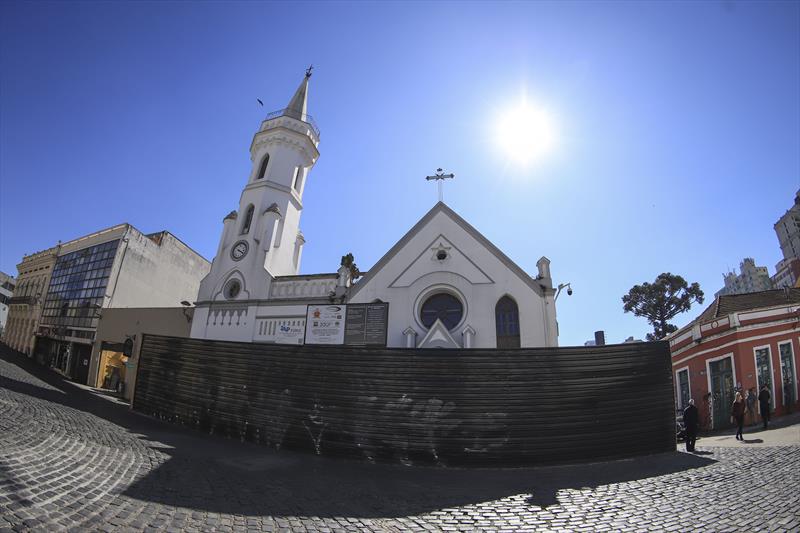 Obras de restauração da Igreja da Ordem Terceira de São Francisco das Chagas, no Largo da Ordem.
Curitiba, 03/08/2023.
Foto: José Fernando Ogura/SMCS.