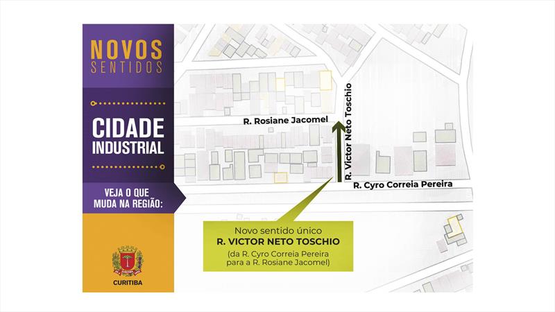 Rua na Cidade Industrial de Curitiba terá mudança de sentido a partir desta terça-feira.