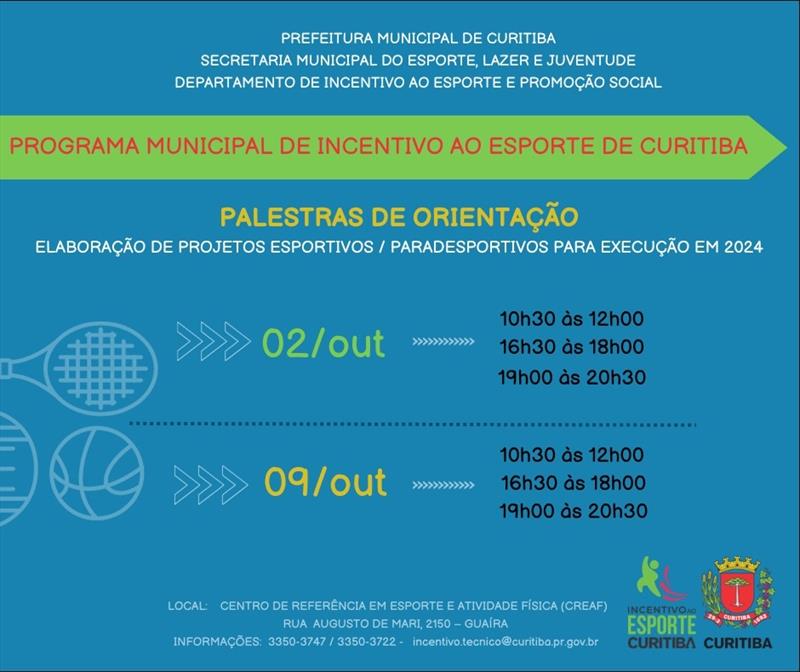 Programa Municipal de Incentivo ao Esporte de Curitiba apresenta normas e regulamentos para 2024. 
Foto: Divulgação