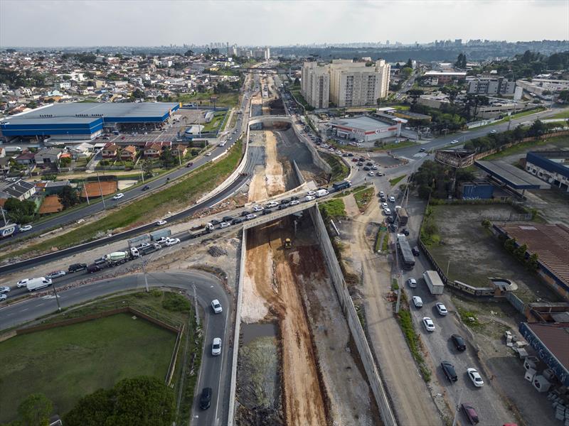 Obras do lote 4.1, o trecho final da Linha Verde no Atuba. Curitiba, 03/10/2023. Foto: Ricardo Marajó/SMCS