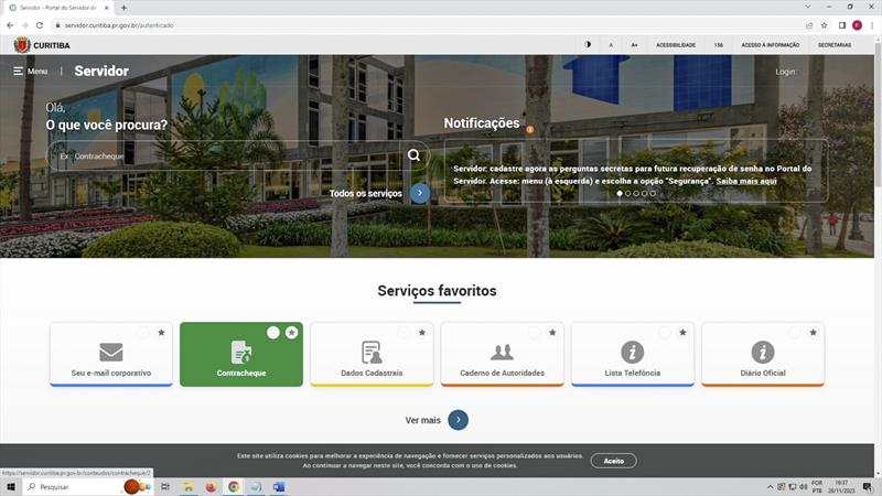 Trabalhadores da Prefeitura de Curitiba podem organizar funcionalidades que mais usam no Portal do Servidor.