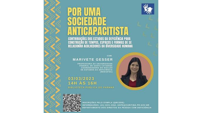 Inscrições para a palestra de combate ao capacitismo vão até quarta em Curitiba.