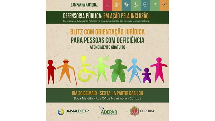 Blitz oferece assistência jurídica gratuita para pessoas com deficiência em Curitiba. 