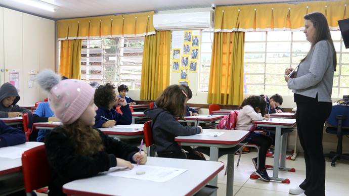 Prova Curitiba na Escola Santo Inácio em Santa Felicidade, para alunos do primeiro ano do ensino fundamental.
Curitiba, 26/11/2023.
Fotos: Luiz Costa /SME.