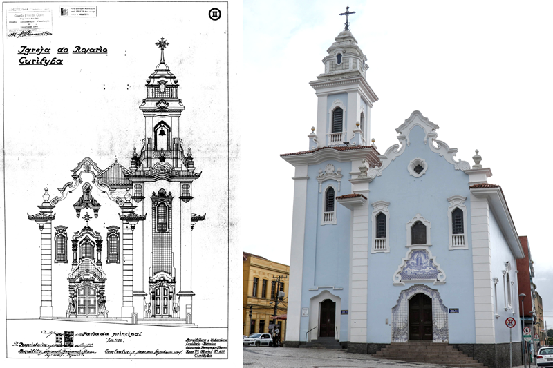 “O papel do Arquivo”: projeto da igreja do Rosário (unidade de interesse de preservação) e edificação nos dias atuais. (Arquivo Público/Smap – Foto: José Fernando Ogura)