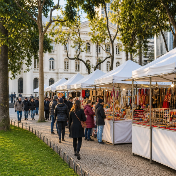 Feira de Inverno na Praça Santos Andrade